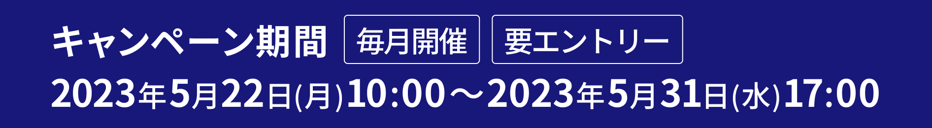 キャンペーン期間 毎月開催 2023年5月22日(月) 10:00～2023年5月31日(水) 17:00