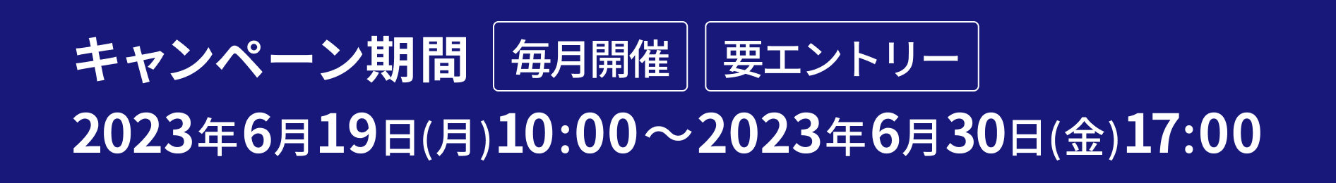 キャンペーン期間 毎月開催 2023年06月19日(月) 10:00～2023年06月30日(金) 17:00