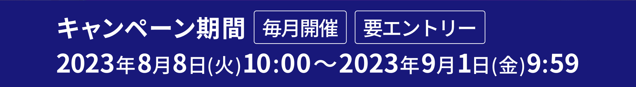 キャンペーン期間 毎月開催 2023年08月08日(火) 10:00～2023年09月01日(金) 9:59