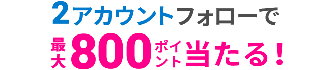 2アカウントフォローで最大800ポイント当たる！