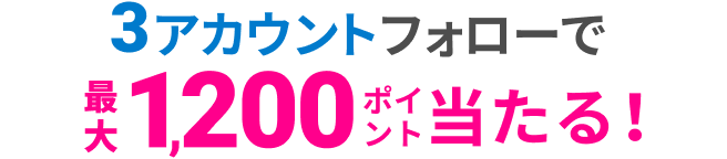 3アカウントフォローで最大1,200ポイント当たる！