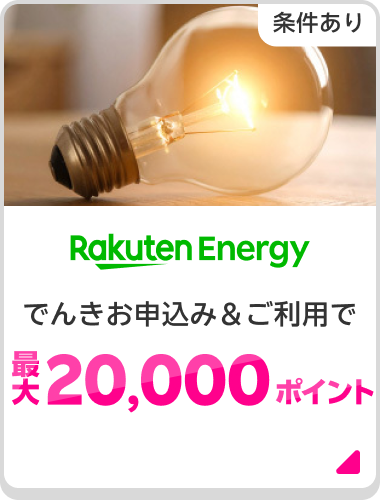 Rakuten Rakuten Energy でんきお申込み＆ご利用で最大20,000ポイント